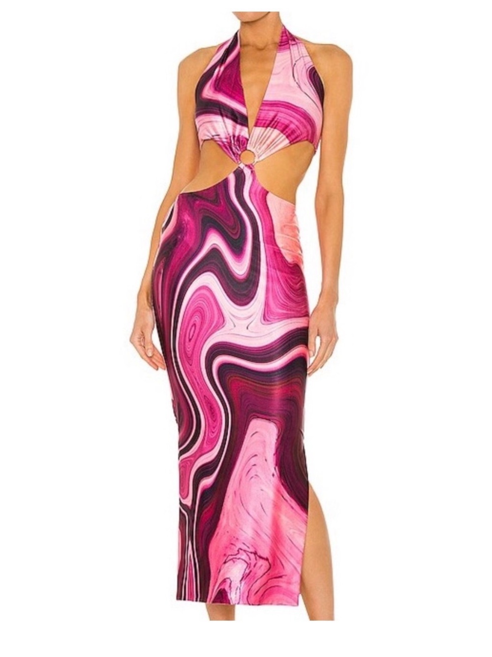 Farai London Pink and Cream Silk Scarf